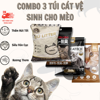 [COMBO 3 TÚI] Cát Vệ Sinh Cho Mèo 9L, Cát LIKE, TFOR, EU Litter, CatBox, Nhật Đen - Vón Cục Tốt, Khử Mùi, Ít Bụi