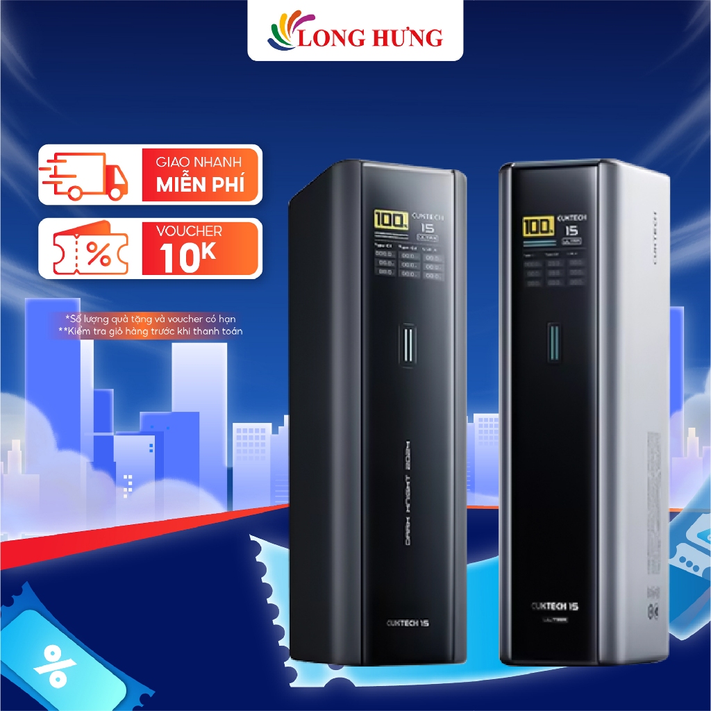 Sạc dự phòng Cuktech Power Bank 15 Ultra 1USB 2Type-C 100W 20000mAh PB200 - Hàng chính hãng