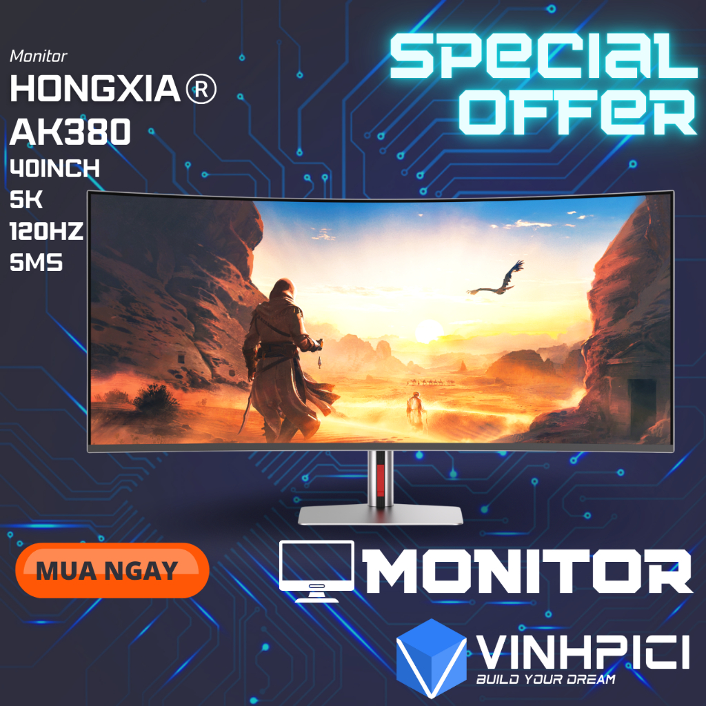 Màn hình HONGXIA AK380 (40inch/5K/Nano-IPS Black/120Hz/1ms/Type-C 65W) chung Panel U4025QW Chuyên Đồ