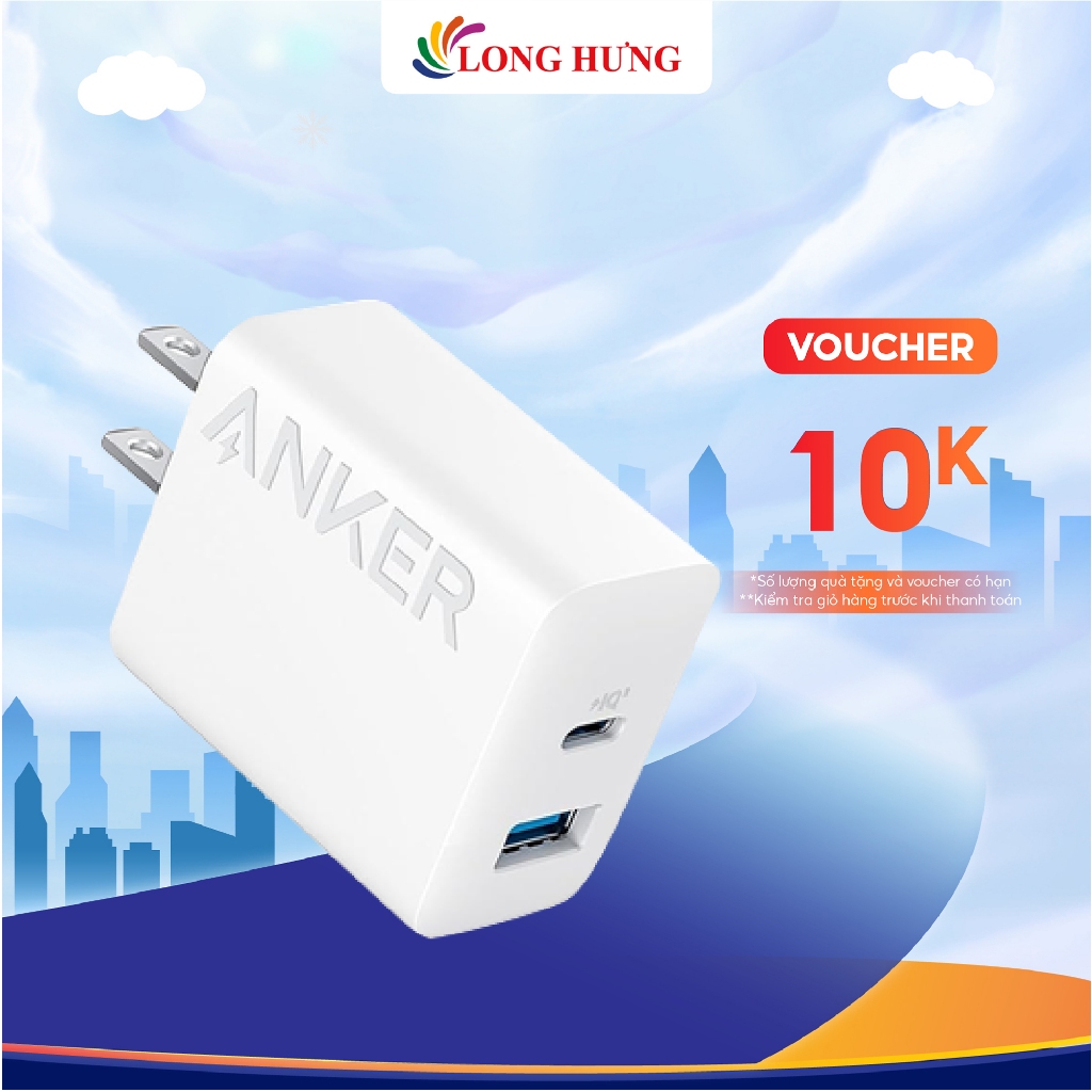 Cốc sạc Anker 1USB 1Type-C 20W A2348 - Hàng chính hãng
