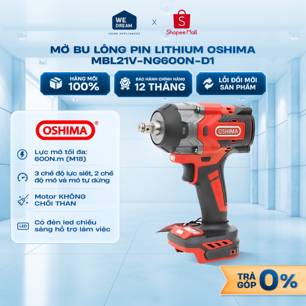 Máy Mở Bu Lông Pin Oshima MBL21V-NG600N-D1 - Hàng Chính Hãng, Mới 100%