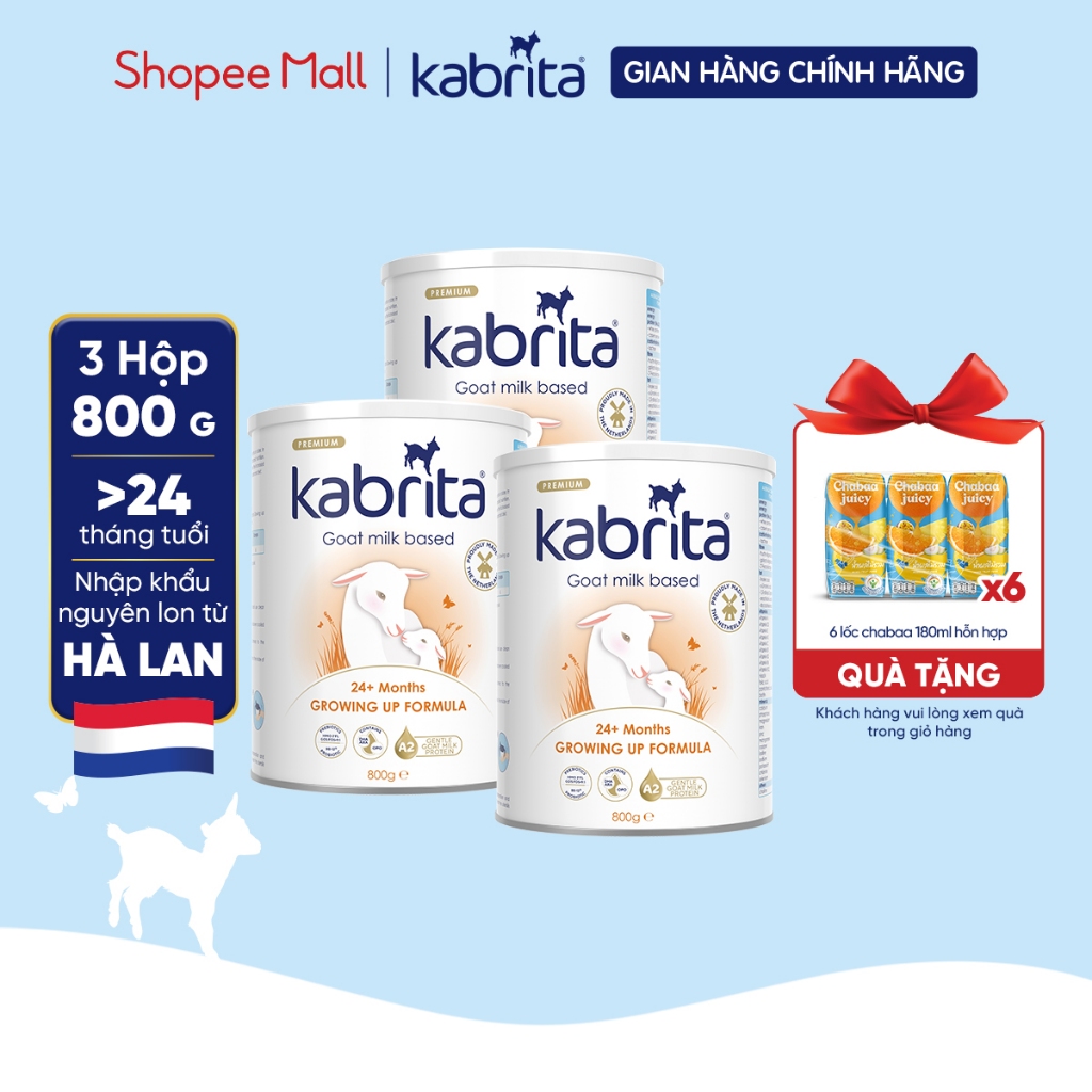 Combo 3 Sữa dê Kabrita số 3 cho trẻ trên 24 tháng - Lon 800g