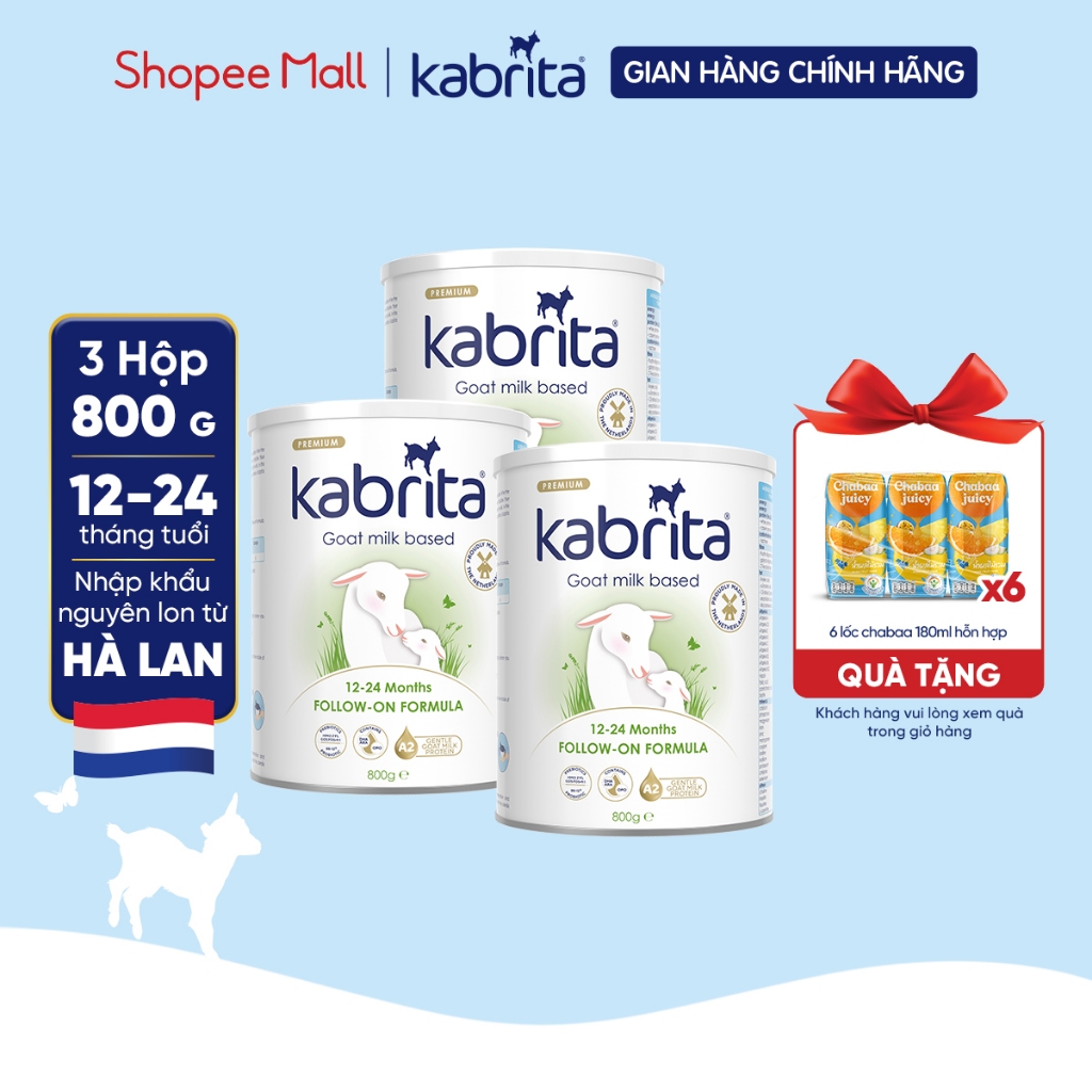 Combo 3 lon Sữa dê Kabrita số 2 cho trẻ- Lon 800g