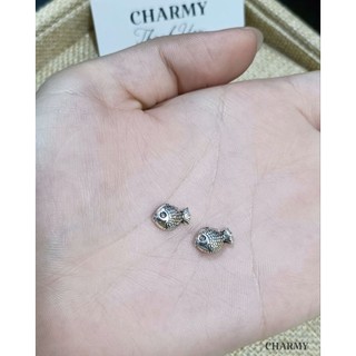 Charm động vật xỏ ngang họa tiết CBV432, Bạc 925 - Cá chép, Phụ kiện trang sức làm vòng tay - Charmy