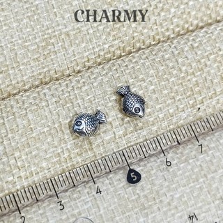 Charm động vật xỏ ngang họa tiết CBV432, Bạc 925 - Cá chép, Phụ kiện trang sức làm vòng tay - Charmy