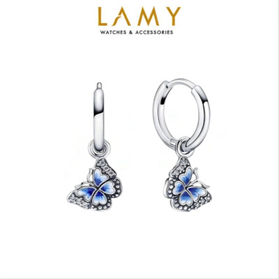 Khuyên tai bạc nữ LAMY Sparkling Blue Butterfly Stud Earrings Silver 3119
