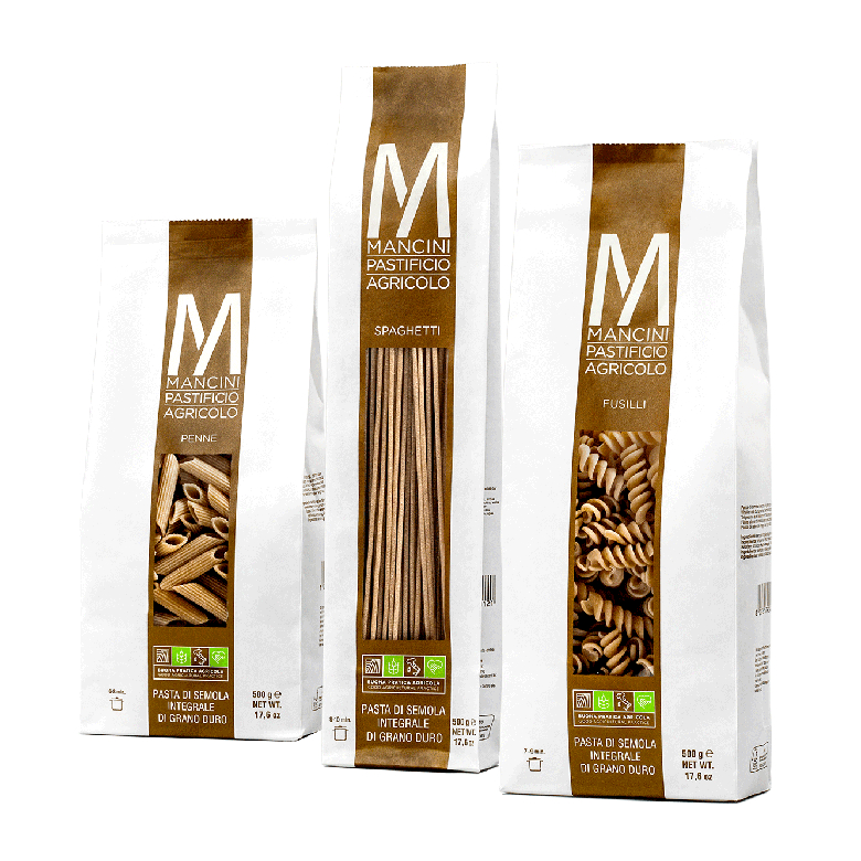 Mì Ý thủ công nguyên cám cao cấp, Pasta Mancini, 500g