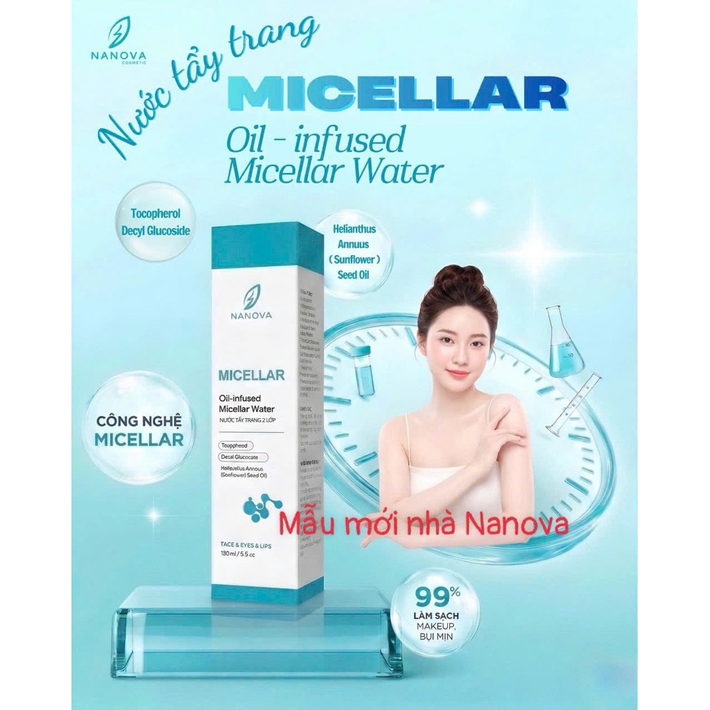 Tẩy trang mẫu mới MICELLA chính hãng Nanova
