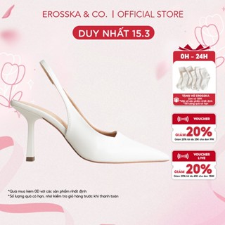 Erosska - Giày cao gót dáng Slingback mũi nhọn màu trắng cao 8cm - EH041