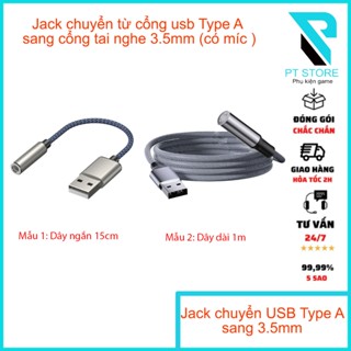 Jack chuyển từ cổng Usb Type A sang cổng tai nghe 3.5mm - Có hỗ trợ mic - DAC âm thanh cao cấp