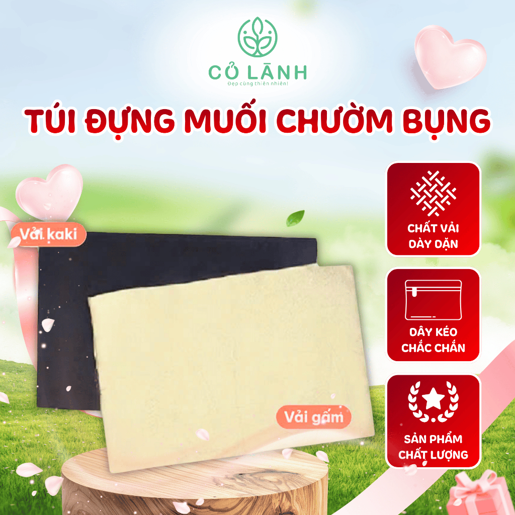 Túi Đựng Muối Chườm Bụng Cỏ Lành Vải Gấm & Vải Kaki