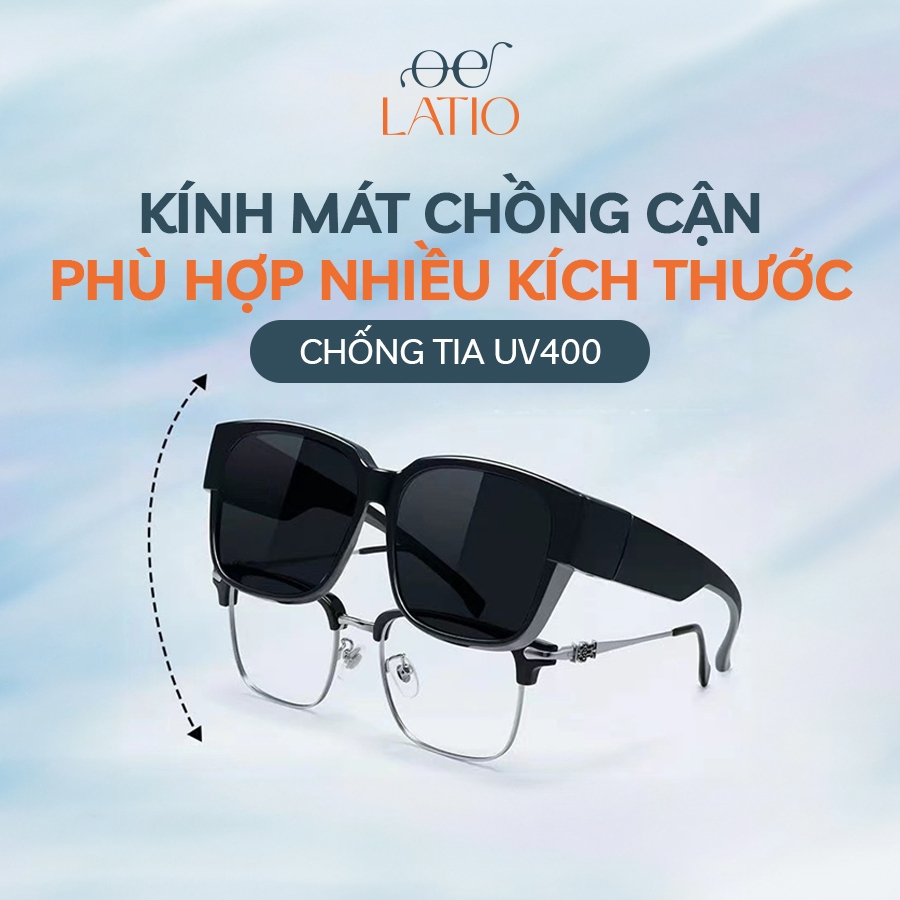 Kính râm đeo chồng cận, Kính chồng cận LATIO đa dạng mẫu mã kiểu cách trẻ trung dễ phối trang phục - KM100