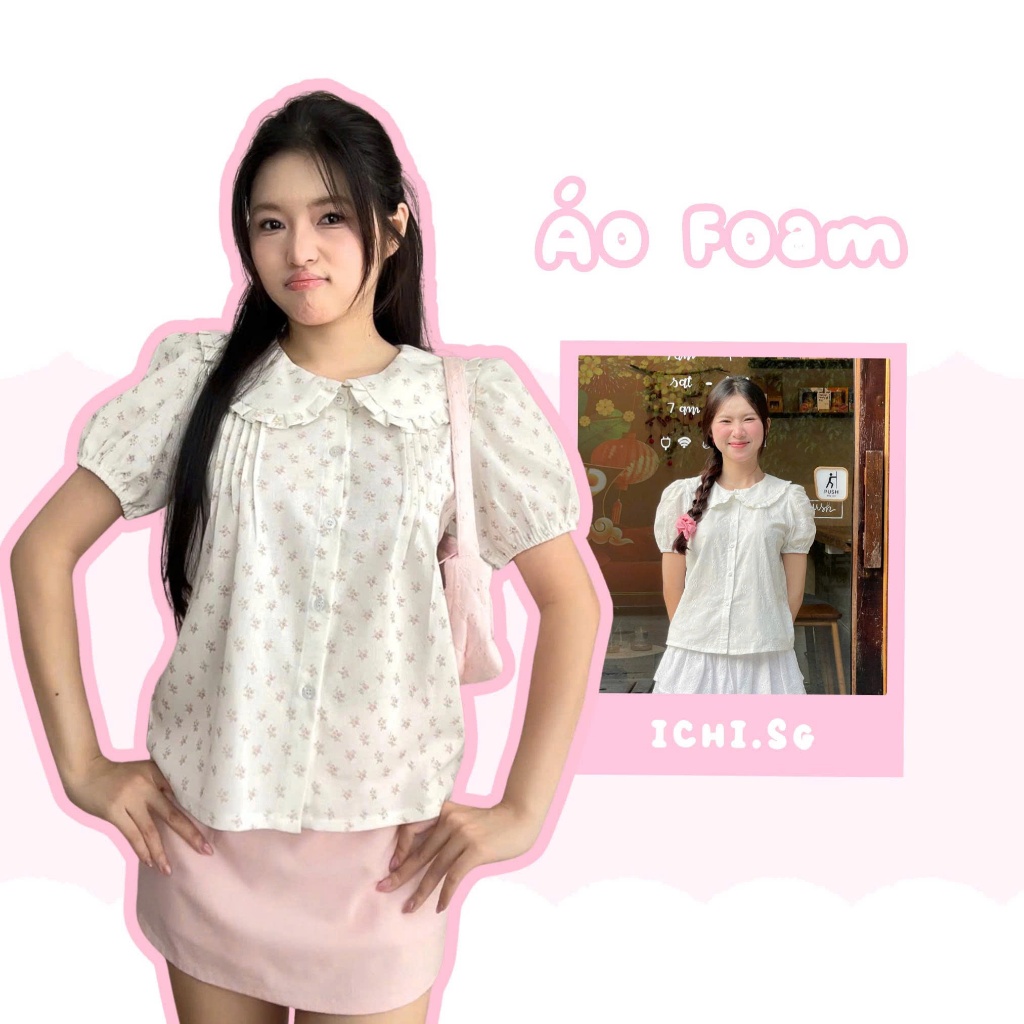 Foam top - Áo sơ mi cổ bèo - ICHI.SG