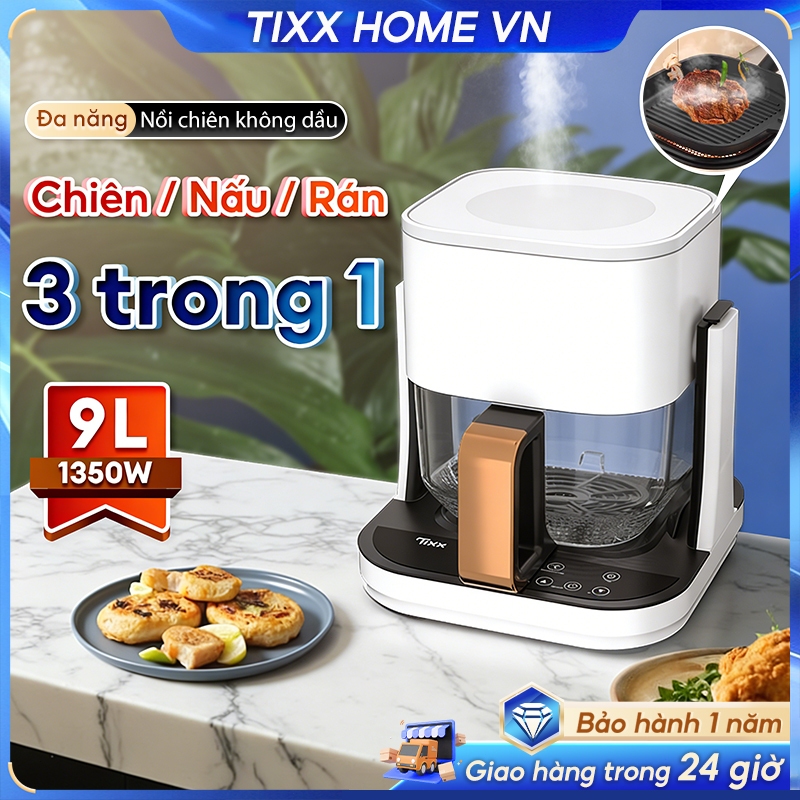 Tixx Nồi chiên không dầu Công suất 1350W Nồi chiên không dầu đa năng Dung tích lớn 9L