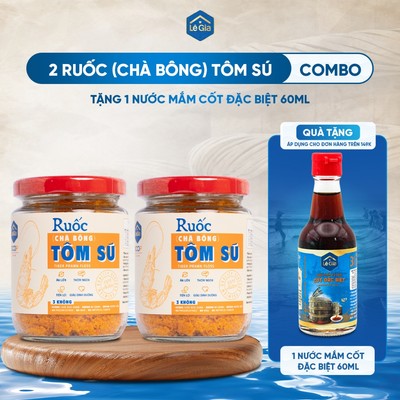 Combo 02 Ruốc (Chà bông) Tôm sú Lê Gia hũ thủy tinh 80g