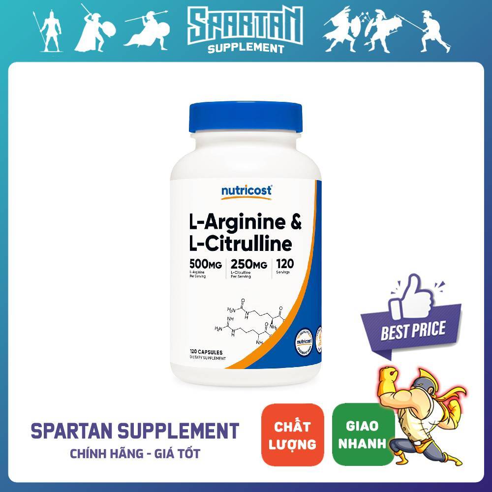 NUTRICOST L-ARGININE + L-CITRULLINE – Amino Acid Hỗ Trợ Hiệu Suất Thể Thao
