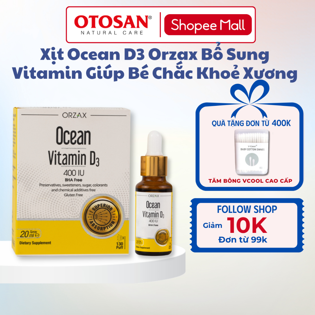 Xịt Ocean D3 Orzax Bổ Sung Vitamin Giúp Xương Và Răng Chắc Khỏe 20ml