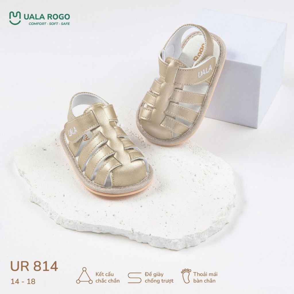 Dép bé trai bé gái tập đi Ualarogo sandal đế cao su chống trượt xăng đan quai dán điều chỉnh rộng chật 5678
