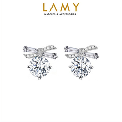 Khuyên tai bạc nữ LAMY Stone Bow Earings 3170 - Khuyên tai bạc ta