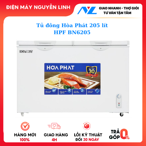 Tủ đông Hòa Phát 2 ngăn 2 cánh HPF BN6205 205 lít