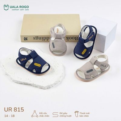 Dép tập đi cho bé Ualarogo sandal đế cao su chống trượt an toàn xăng đan quai dán điều chỉnh UR 815