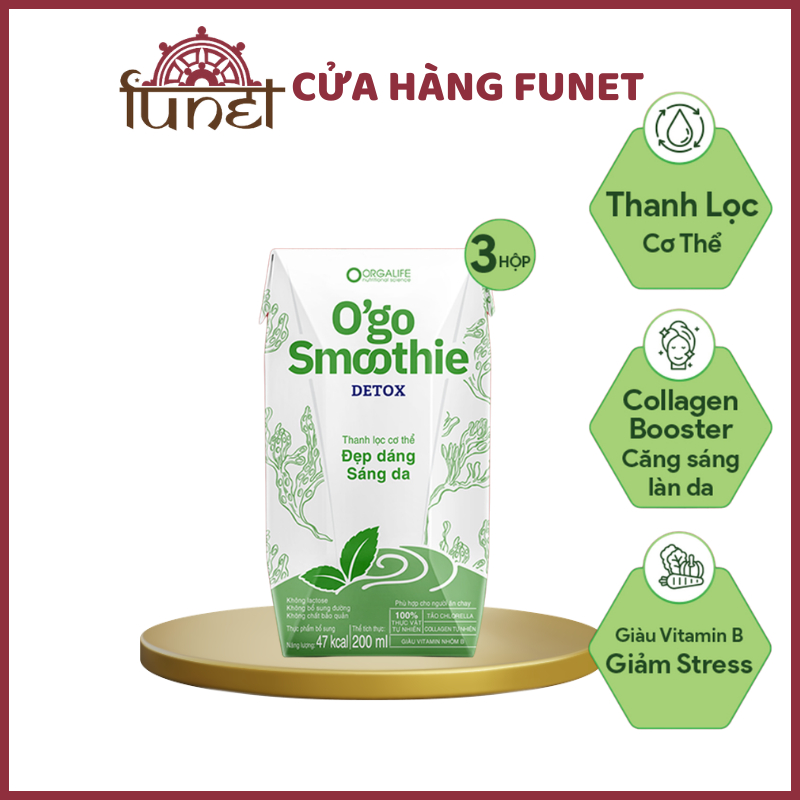 O'GO SMOOTHIE DETOX Sinh Tố Siêu Tiện Lợi Thanh Lọc Cơ Thể - Lốc 3 hộp - 200ML