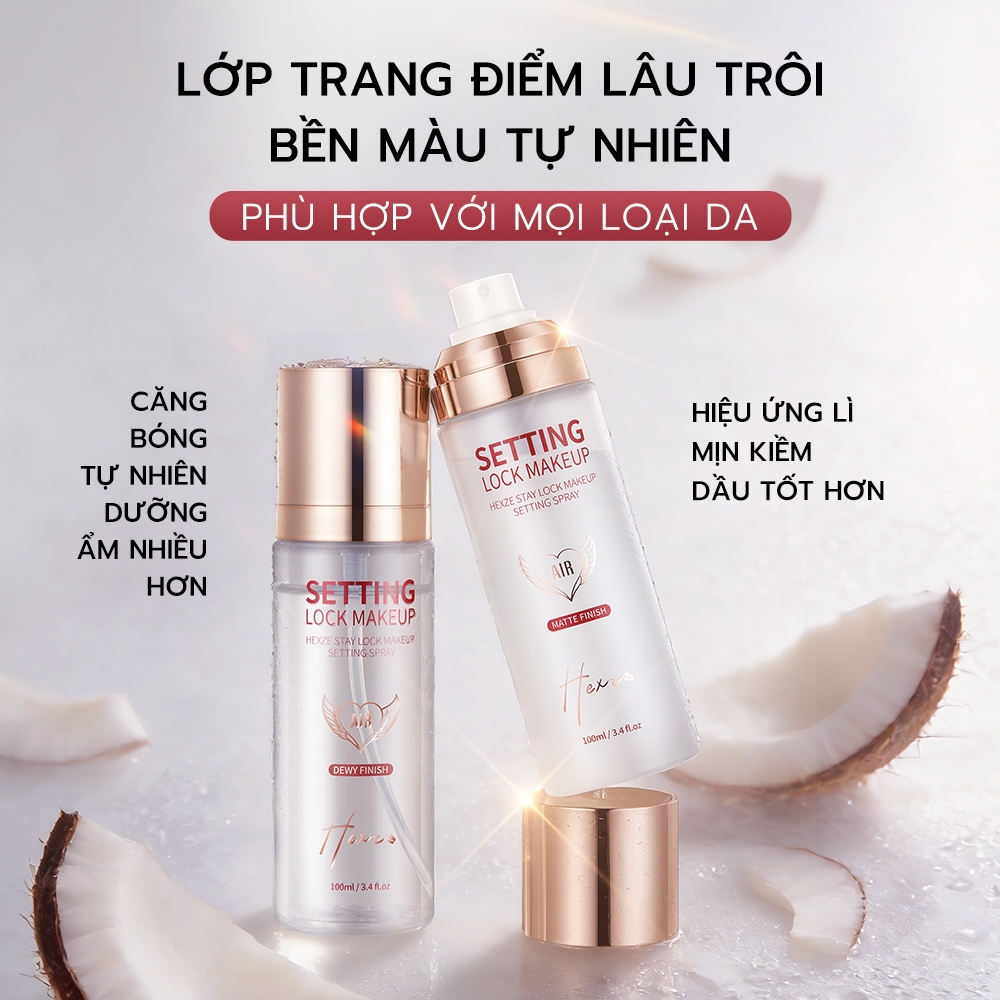 Xịt Khóa Nền HEXZE 100ml – Giữ Lớp Makeup Lâu Trôi, Kiềm Dầu & Cấp Ẩm Tự Nhiên