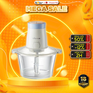 Máy xay thịt đa năng 2L Bear QSJ-B02Q1, 300W, 4 lưỡi dao, xay thực phẩm, cá, tỏi ớt, BH 18 tháng