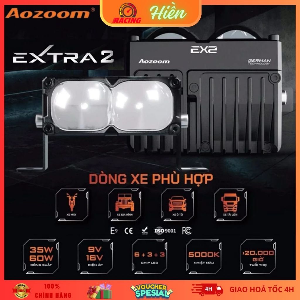Aozoom EX2, Đèn Trợ Sáng Aozoom EX2 LED Extra Lights 2 Mắt – Nhỏ Gọn Nhưng Mạnh Mẽ - BH 2 Năm