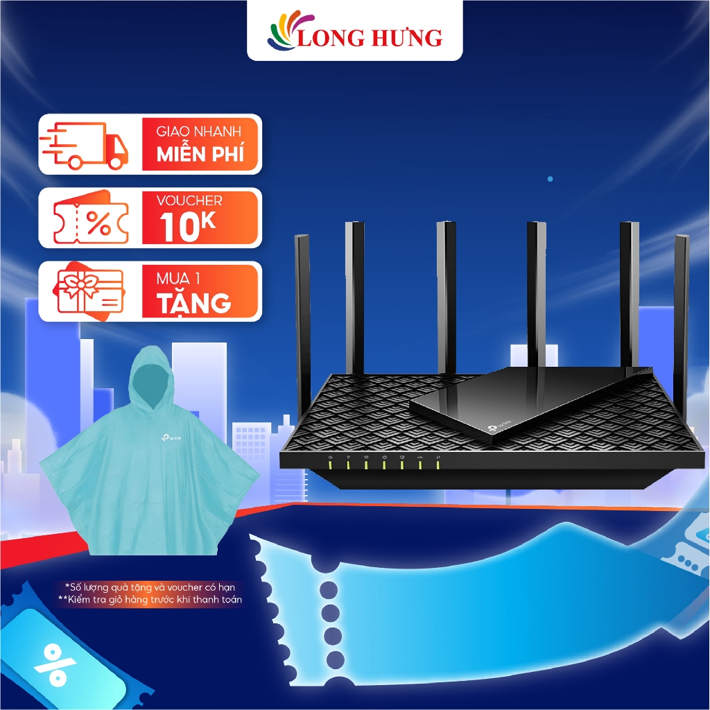 Thiết bị định tuyến mạng không dây TP-Link Router Wifi 6 Dual-Band Gigabit AX 5400 Router Archer AX7