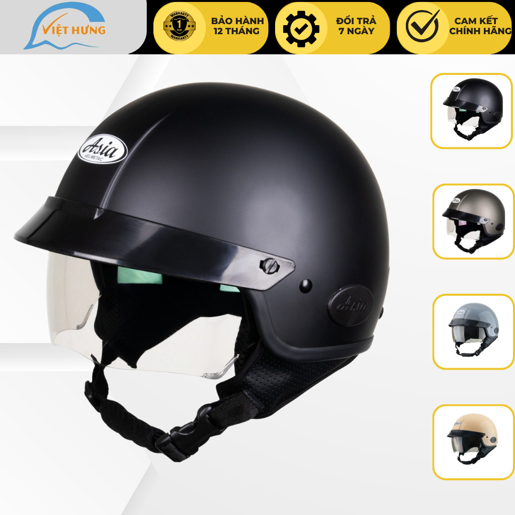 TRỢ GIÁ - MŨ BẢO HIỂM TRÙM 3/4 ĐẦU KÍNH ÂM CAO CẤP ASIA MT139 - Vòng Đầu 57-59 - HÀNG CHÍNH HÃNG - B