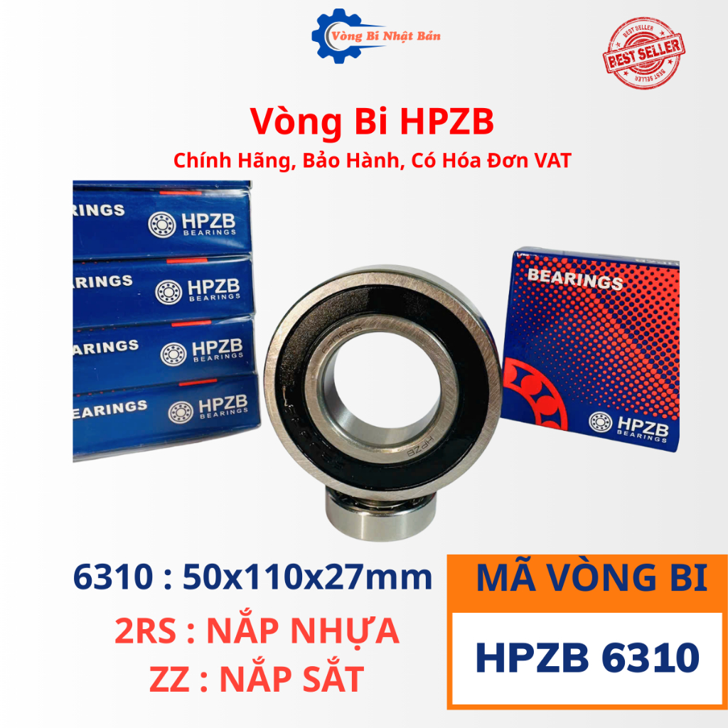 | HÀNG CHÍNH HÃNG | Vòng bi HPZB 6310 [ZZ/2RS] Nắp Sắt/Nhựa-Bạc Đạn 6310 CÓ HÓA ĐƠN VAT