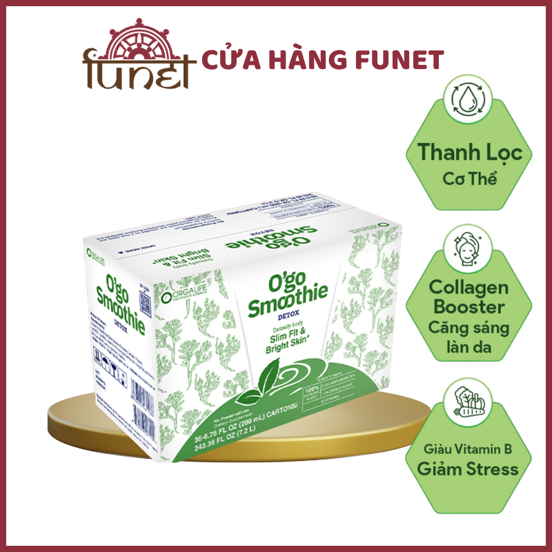 THÙNG O'GO SMOOTHIE DETOX Sinh Tố Siêu Tiện Lợi Thanh Lọc Cơ Thể (36 HỘP) - 200ML