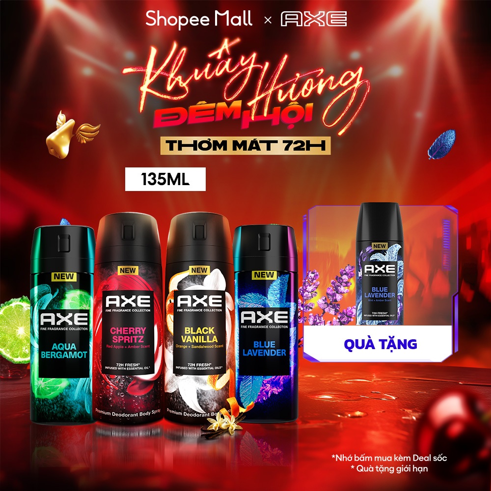 Xịt thơm nước hoa cao cấp AXE 135ml, Fine Fragrance mist lưu hương tinh tế và khử mùi lên tới 72h