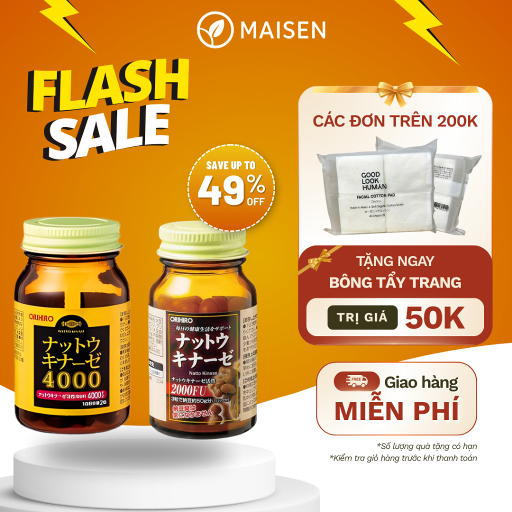 Viên Uống HỖ TRỢ Chống Đột Quỵ Orihiro Natto Kinase 2000FU/4000FU Nhật Bản – Hỗ Trợ tuần Hoàn Máu