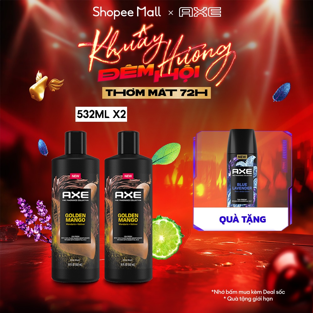 Combo 2 Sữa Tắm Nước Hoa Nam Cao Cấp Axe Thơm Tinh Tế 532ml - Hương Golden Mango