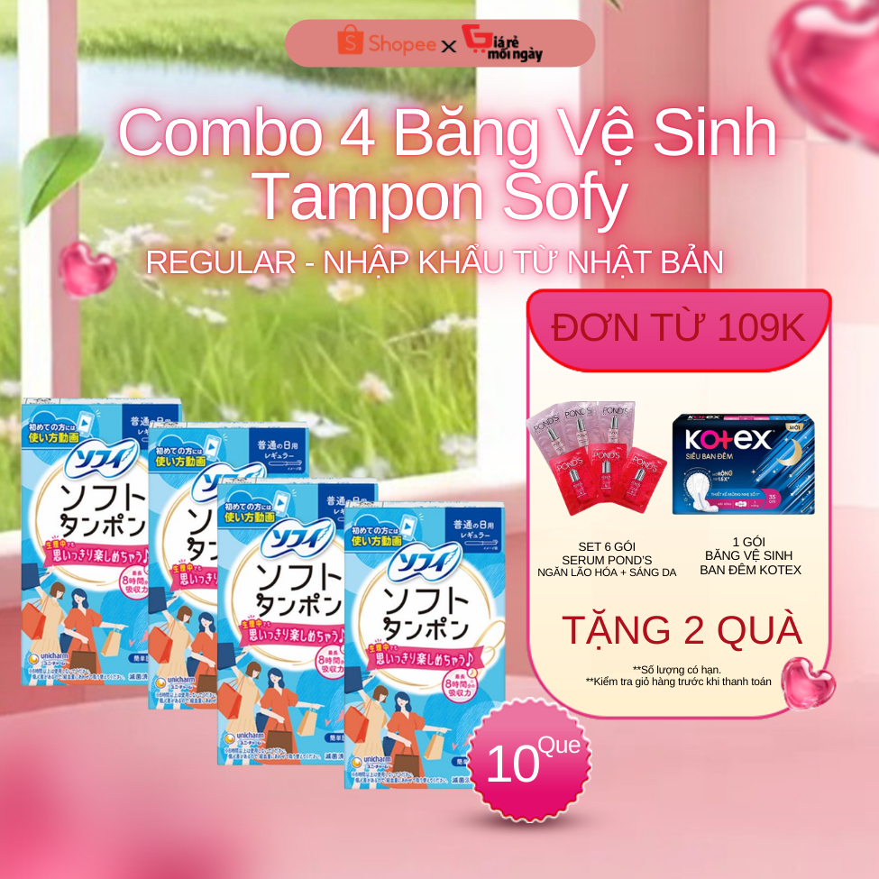 COMBO 4 BĂNG VỆ SINH SOFY TAMPON REGULAR -10 QUE