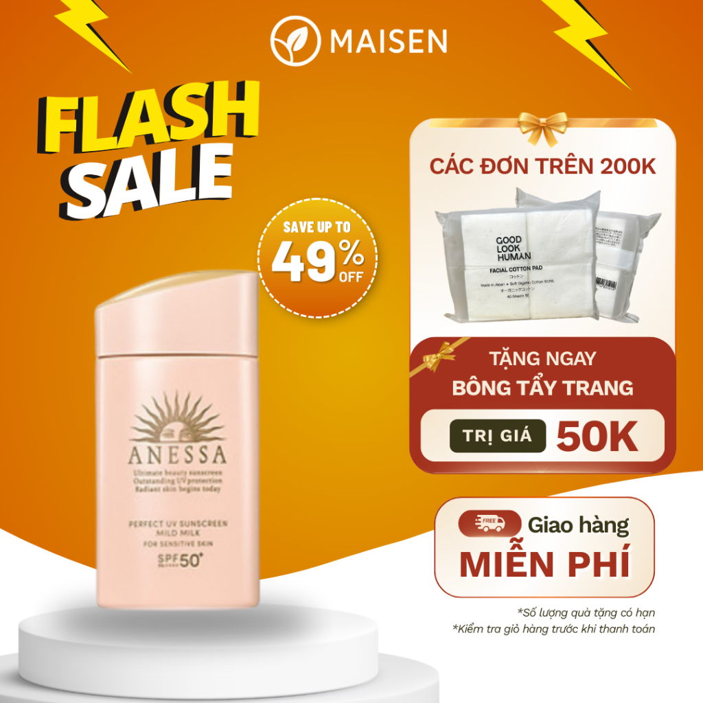 Sữa Chống Nắng Anessa Mild Milk 60ml – SPF50+ PA++++, Dịu Nhẹ Cho Da Nhạy Cảm & Trẻ Em