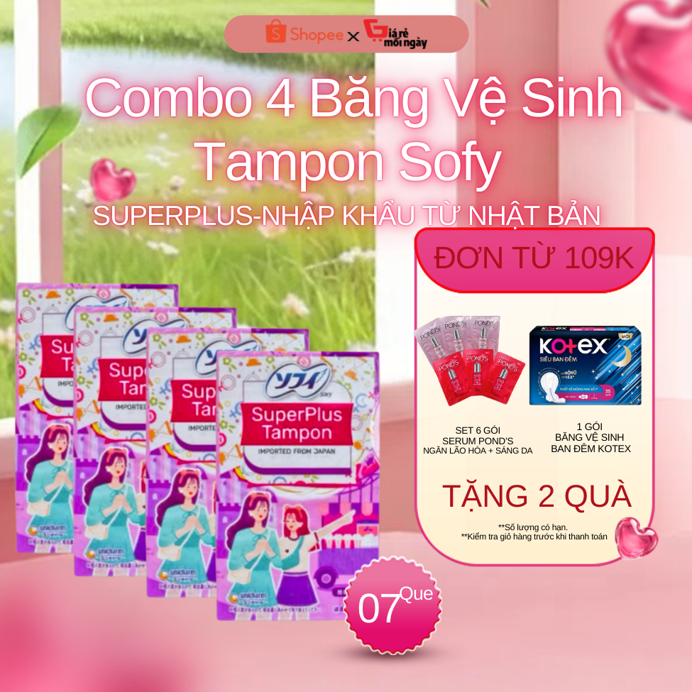 COMBO 4 BĂNG VỆ SINH SOFY TAMPON SUPER PLUS -7 QUE