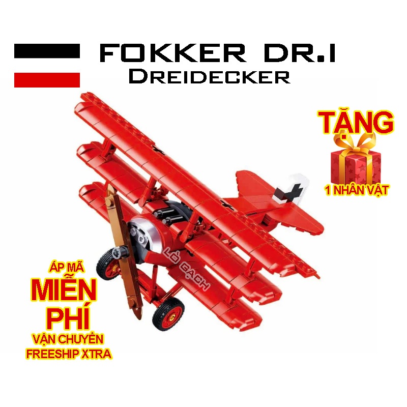 Bộ xếp hình Máy bay Fokker Dr.I – Đế quốc Đức – Thế chiến 1