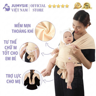 Địu Vải Cho Bé Sơ Sinh Jumysie Cao Cấp - Địu Em Bé Mềm Mại, An Toàn, Thoáng Khí, Rảnh Tay Cho Mẹ