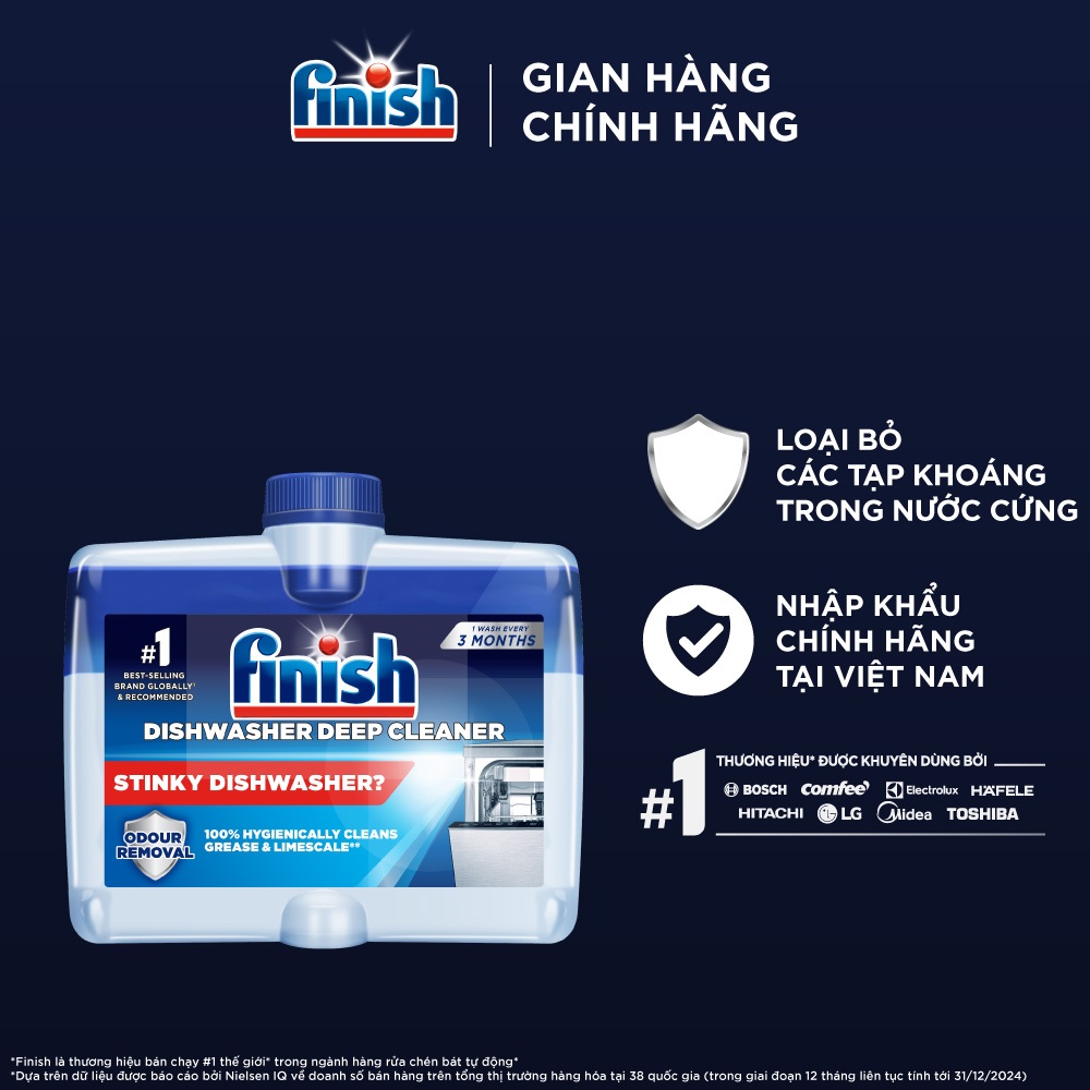 [Livestream] Dung Dịch Tẩy Rửa Máy Rửa Chén Bát Finish Dishwasher Deep Cleaner 250ML