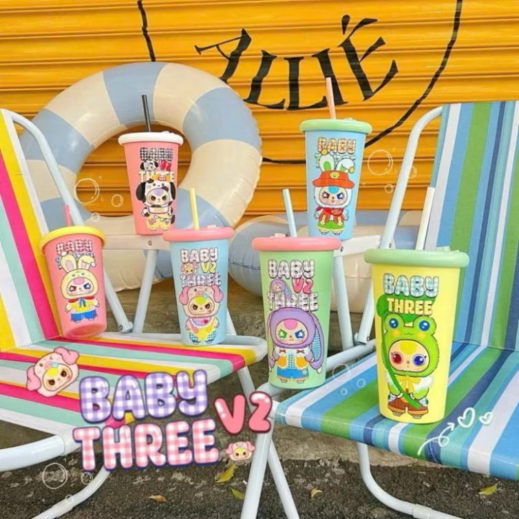 Ly Nhựa Blindcup BABY THREE - Túi Mù/Hộp Mù Ngẫu Nhiên - Ly nhựa in 3D Có Nắp Kèm Ống Hút