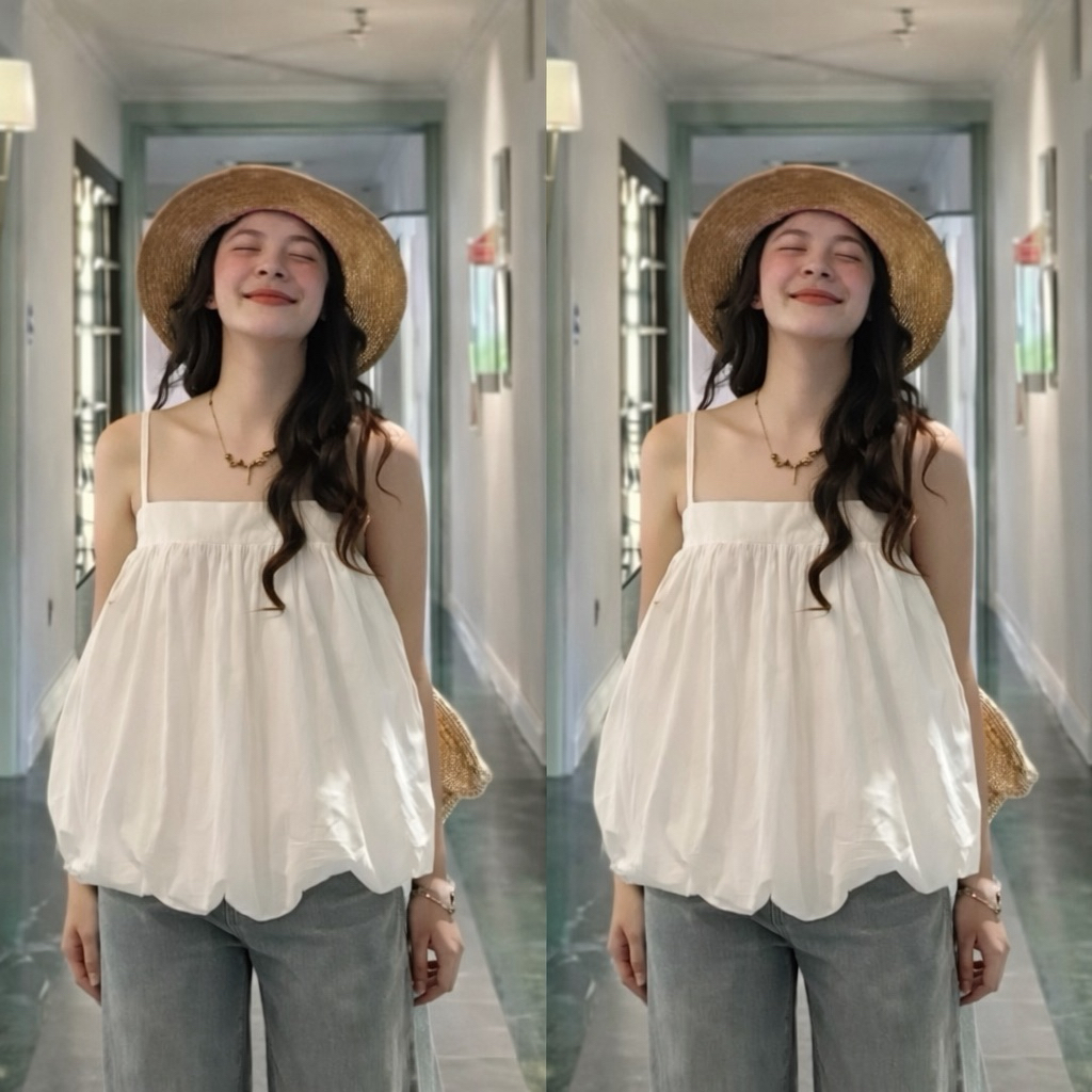Áo Bí 2 Dây Phồng Có Dây Điều Chỉnh Form Babydoll Rộng Chất Vải Gió Màu Sắc Đa Dạng mùa hè cho nữ m6039 | BigBuy360 - bigbuy360.vn