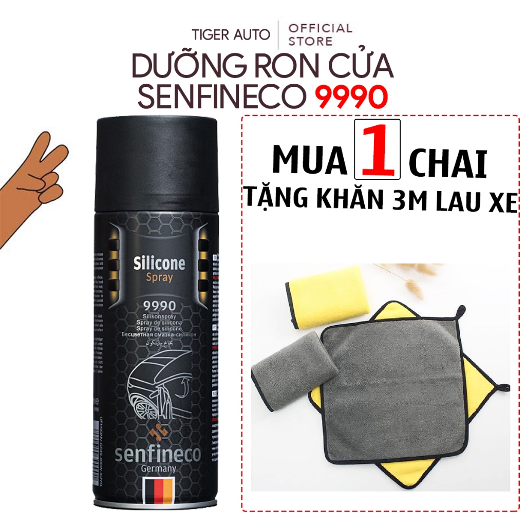 Senfineco 9990 Silicon Spray 450ml, Chai Xịt Dưỡng Ron Cao Su, Gioăng Cửa Oto, Nhập Đức