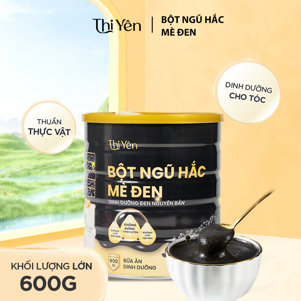 Bột Ngũ Hắc Mè Đen Dưỡng Sinh Thi Yên 600g/ Lon - Bữa Sáng & Bữa Phụ Tiện Lợi, Dinh Dưỡng Cho Tóc & Giấc Ngủ