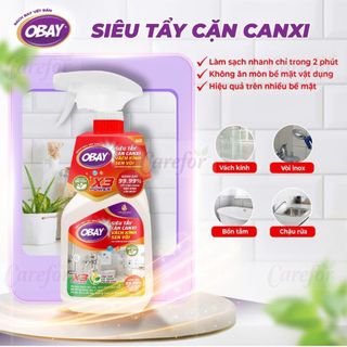 Combo 3 Xịt tẩy cặn Canxi Obay 450ml không xộc mùi an toàn không hại bề mặt sạch sau 2 phút