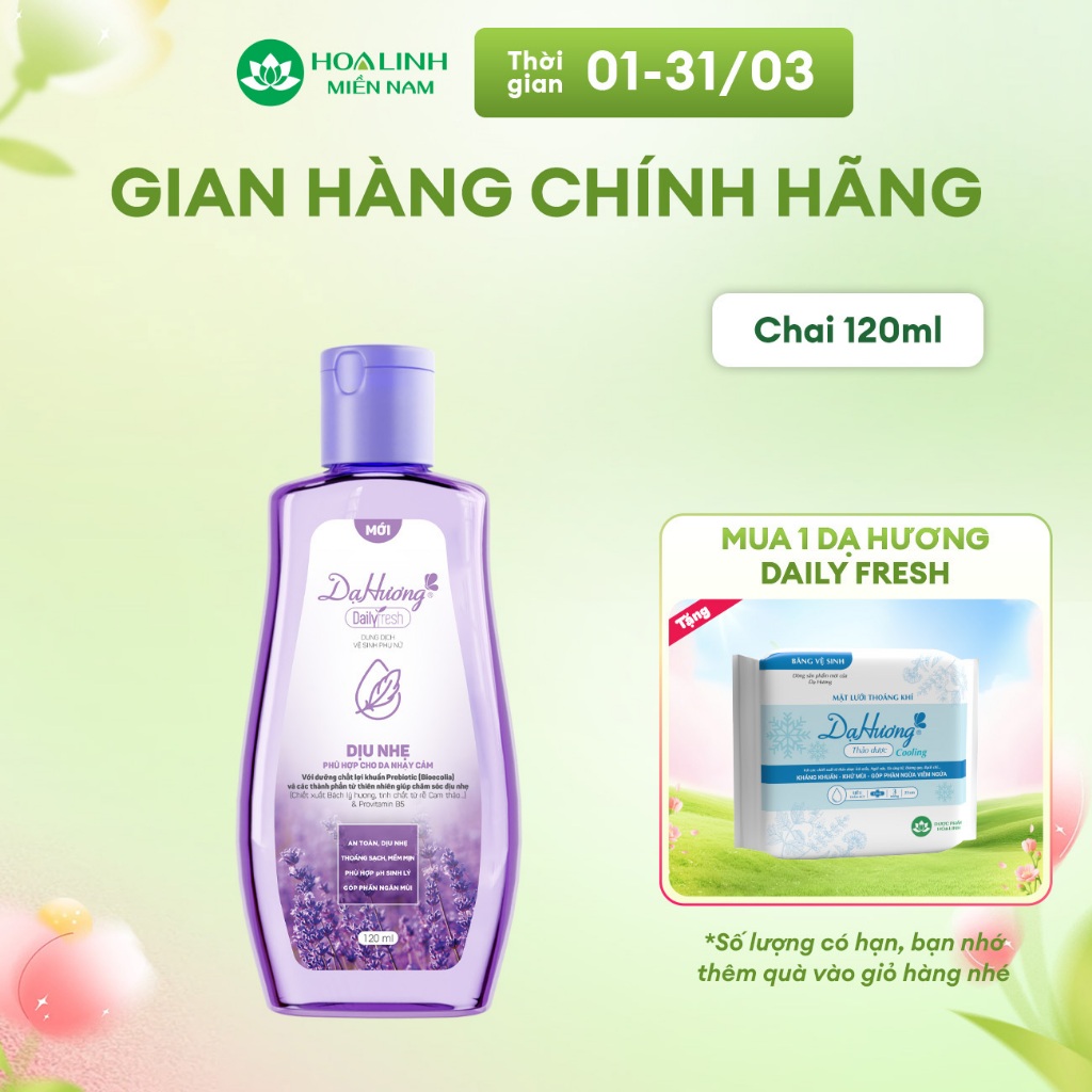 Dung dịch vệ sinh phụ nữ Dạ Hương Daily Fresh Dịu nhẹ hộp 120ml