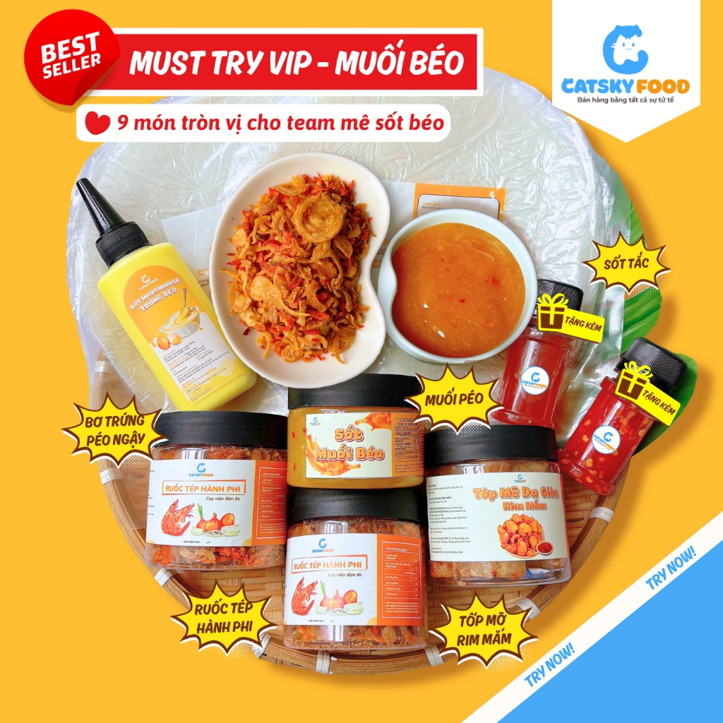 Combo Must Try Vip - Bánh tráng phơi sương CATSKY FOOD combo bánh tráng đồ ăn vặt tiện lợi