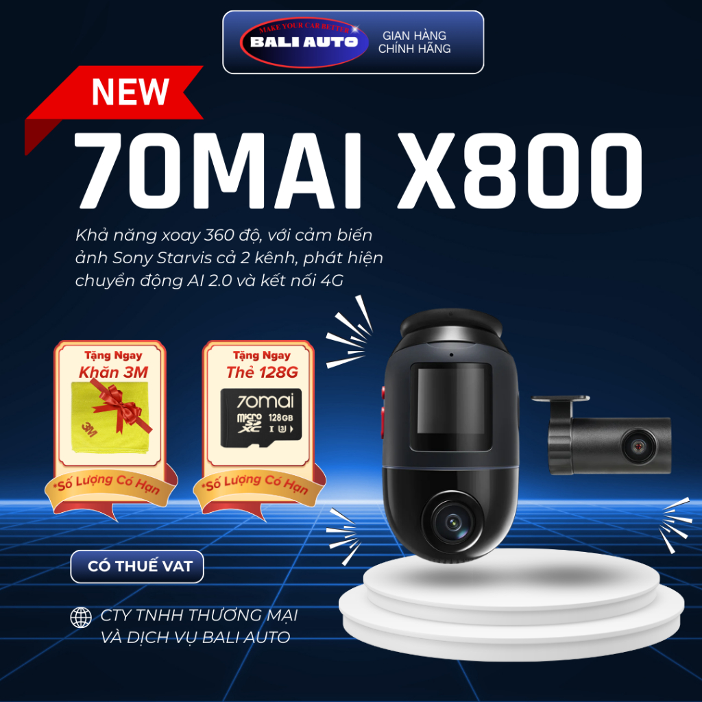 <Mới 2025> Camera 70mai 4K Omni X800, màu trắng đỏ hoăc màu đen ,xem Online với bộ Kit 4G Up04